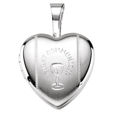 Sterling Silver First Communion Heart Locket