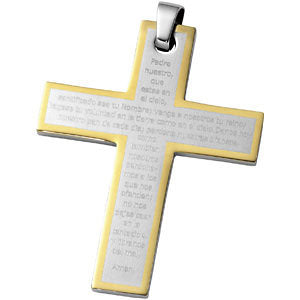 Joyas Alternativas™ Stainless Steel Cross Pendant with Padre Neustro Prayer Joyas Alternativas™ Stainless Steel Cross Pendant with Padre Neustro Prayer