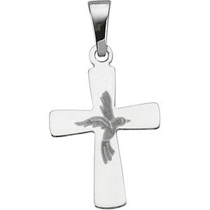 14k White Gold Cross with Dove Pendant 14k White Gold Cross with Dove Pendant