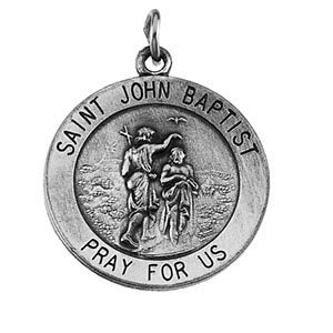 Sterling Silver 18mm Round St. John the Baptist Necklace Sterling Silver 18mm Round St. John the Baptist Necklace