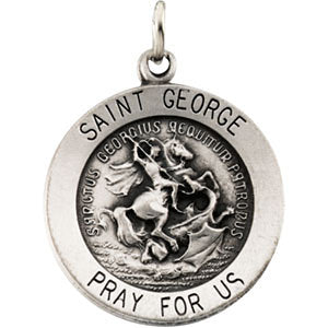 Sterling Silver 18.25mm Round St. George Medal 18" Necklace Sterling Silver 18.25mm Round St. George Medal 18" Necklace