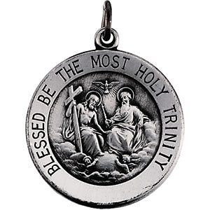Sterling Silver 18mm Round Holy Trinity Medal Sterling Silver 18mm Round Holy Trinity Medal