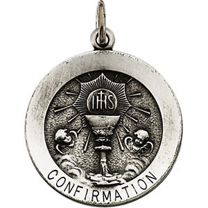 Sterling Silver 21.75mm Round Confirmation Pendant Medal Sterling Silver 21.75mm Round Confirmation Pendant Medal