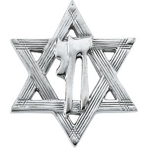 14k Yellow Gold Star of David Lapel Pin with Chai