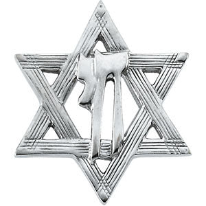 10k Yellow Gold Star of David Lapel Pin with Chai 10k Yellow Gold Star of David Lapel Pin with Chai