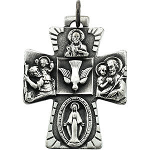 Sterling Silver 28x23.5mm Four-Way Cross Medal Sterling Silver 28x23.5mm Four-Way Cross Medal