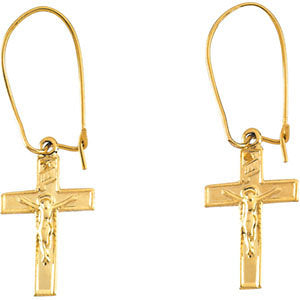 14k Yellow Gold 14x9mm Crucifix Earrings 14k Yellow Gold 14x9mm Crucifix Earrings