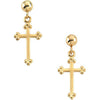14k Yellow Gold Cross & Ball Earrings 14k Yellow Gold Cross & Ball Earrings