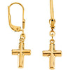 Pair of 12.00X09.00 mm Cross Dangle Earring in 14K Yellow Gold Pair of 12.00X09.00 mm Cross Dangle Earring in 14K Yellow Gold