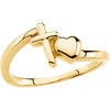 Cross & Heart Chastity Ring in 14K Yellow Gold (Size 6)