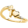 14k Yellow Gold Cross & Heart Chastity Rings® , Size 6