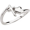 Cross & Heart Chastity Ring in 14K White Gold (Size 6)