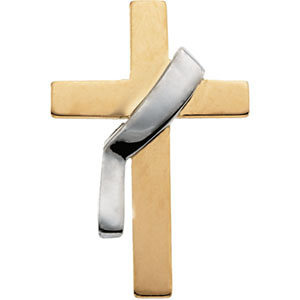 14K Yellow & White 22x14mm Deacon's Cross Lapel Pin 14K Yellow & White 22x14mm Deacon's Cross Lapel Pin