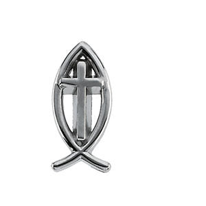 14k Yellow Gold Ichthus (Fish) with Cross Lapel Pin 14k Yellow Gold Ichthus (Fish) with Cross Lapel Pin