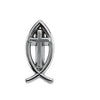 13.75x06.25 mm Fish with Cross Lapel Pin in 14K White Gold