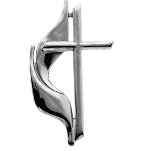 14k White Gold Methodist Cross Lapel Pin