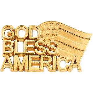 14k White Gold God Bless America Lapel Pin
