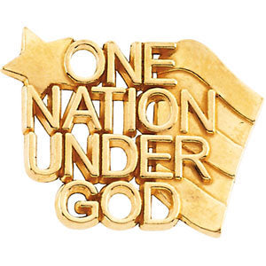 14k Yellow Gold One Nation Under God Lapel Pin