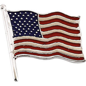 14k White Gold 14.5x14mm American Flag Lapel Pin 14k White Gold 14.5x14mm American Flag Lapel Pin