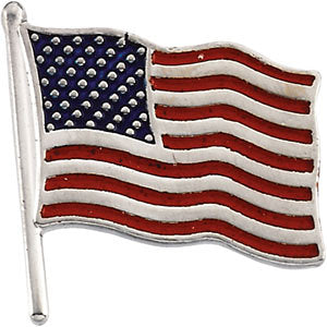 14k White Gold 17.5x17mm American Flag Lapel Pin