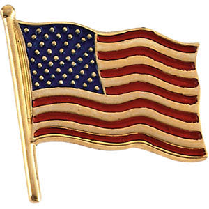 14k Yellow Gold 14.5x14mm American Flag Lapel Pin 14k Yellow Gold 14.5x14mm American Flag Lapel Pin