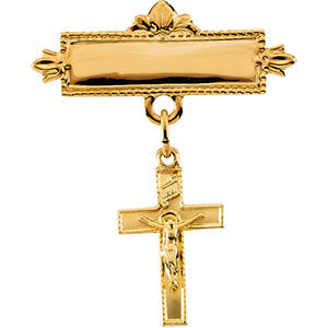 14k Yellow Gold Crucifix Baptismal Pin 14k Yellow Gold Crucifix Baptismal Pin