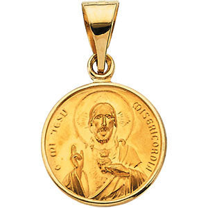 18k Yellow Gold 13mm Sacred Heart Medal 18k Yellow Gold 13mm Sacred Heart Medal