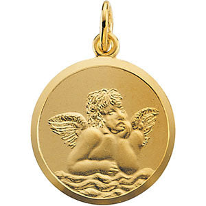 14k Yellow Gold 16mm Angel Medal 14k Yellow Gold 16mm Angel Medal