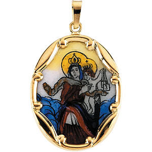14k Yellow Gold 25x19.5mm Porcelain Scapular Pendant 14k Yellow Gold 25x19.5mm Porcelain Scapular Pendant