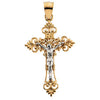 34.25x22.00 mm Two-Tone Crucifix Cross Pendant in 14K Yellow and White Gold