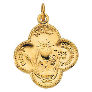 14k Yellow Gold 17.75mm First Holy Communion Medal 14k Yellow Gold 17.75mm First Holy Communion Medal