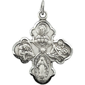 Sterling Silver 21x17.25mm Four-Way Cross Medal 18" Necklace Sterling Silver 21x17.25mm Four-Way Cross Medal 18" Necklace