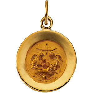 14k Yellow Gold 11.5mm Round Baptismal Pendant Medal