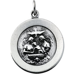Sterling Silver 18.75mm Baptismal Medal Sterling Silver 18.75mm Baptismal Medal