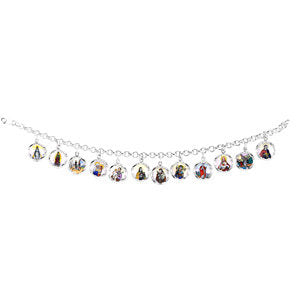 Sterling Silver Enameled Saints Medal 7.5" Bracelet Sterling Silver Enameled Saints Medal 7.5" Bracelet