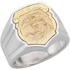 St. Michael Badge Ring in Sterling Silver & 14K Yellow Gold (Size 10)