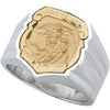 Sterling Silver & 14k Yellow Gold St. Michael Badge Ring, Size 10 Sterling Silver & 14k Yellow Gold St. Michael Badge Ring, Size 10