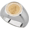 Sterling Silver & 14k Yellow Gold Round Miraculous Medal Ring Size 7 Sterling Silver & 14k Yellow Gold Round Miraculous Medal Ring Size 7