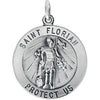 Sterling Silver 22mm Round St. Florian Medal