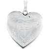 Heart Locket Engraved With Cross in Sterling Silver