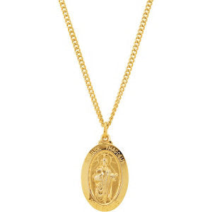 24K Gold Plated 29.13x17.69mm St. Jude Medal 24" Necklace