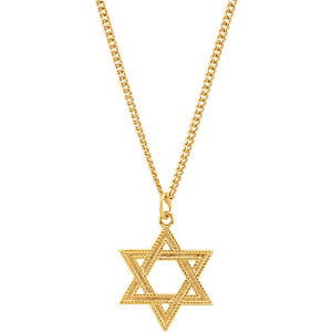 24K Yellow Gold-Plated Sterling Silver 28.8x22.62mm Star of David Necklace