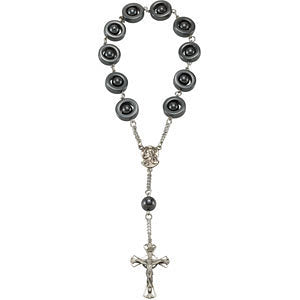 Sterling Silver Madonna Meditation Rosary w/ Hematite Beads