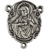Sterling Silver 17.95x12.9mm Sacred Heart of Jesus Rosary Center Medal Sterling Silver 17.95x12.9mm Sacred Heart of Jesus Rosary Center Medal