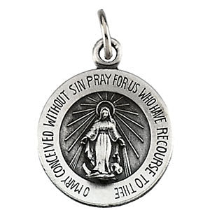 Sterling Silver 12mm Miraculous Medal with 18" Curb Chain Sterling Silver 12mm Miraculous Medal with 18" Curb Chain