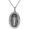 29.00x20.00 mm Miraculous Medal with 24 inch Chain in Sterling Silver