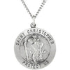 33.00 mm St. Christopher Medal with 24 inch Chain in Sterling Silver 33.00 mm St. Christopher Medal with 24 inch Chain in Sterling Silver