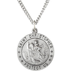Sterling Silver 22mm St. Christopher Medal Sterling Silver 22mm St. Christopher Medal