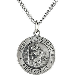 Sterling Silver 14.75mm St. Christopher Medal Sterling Silver 14.75mm St. Christopher Medal