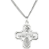 Sterling Silver 19x17.75mm Four-Way Cross Medal 18" Necklace Sterling Silver 19x17.75mm Four-Way Cross Medal 18" Necklace
